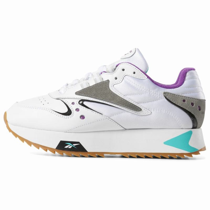 Tenisi Reebok Classic Leather Ati '90s Dama Albi/Turcoaz/Negrii Romania BD8882OP